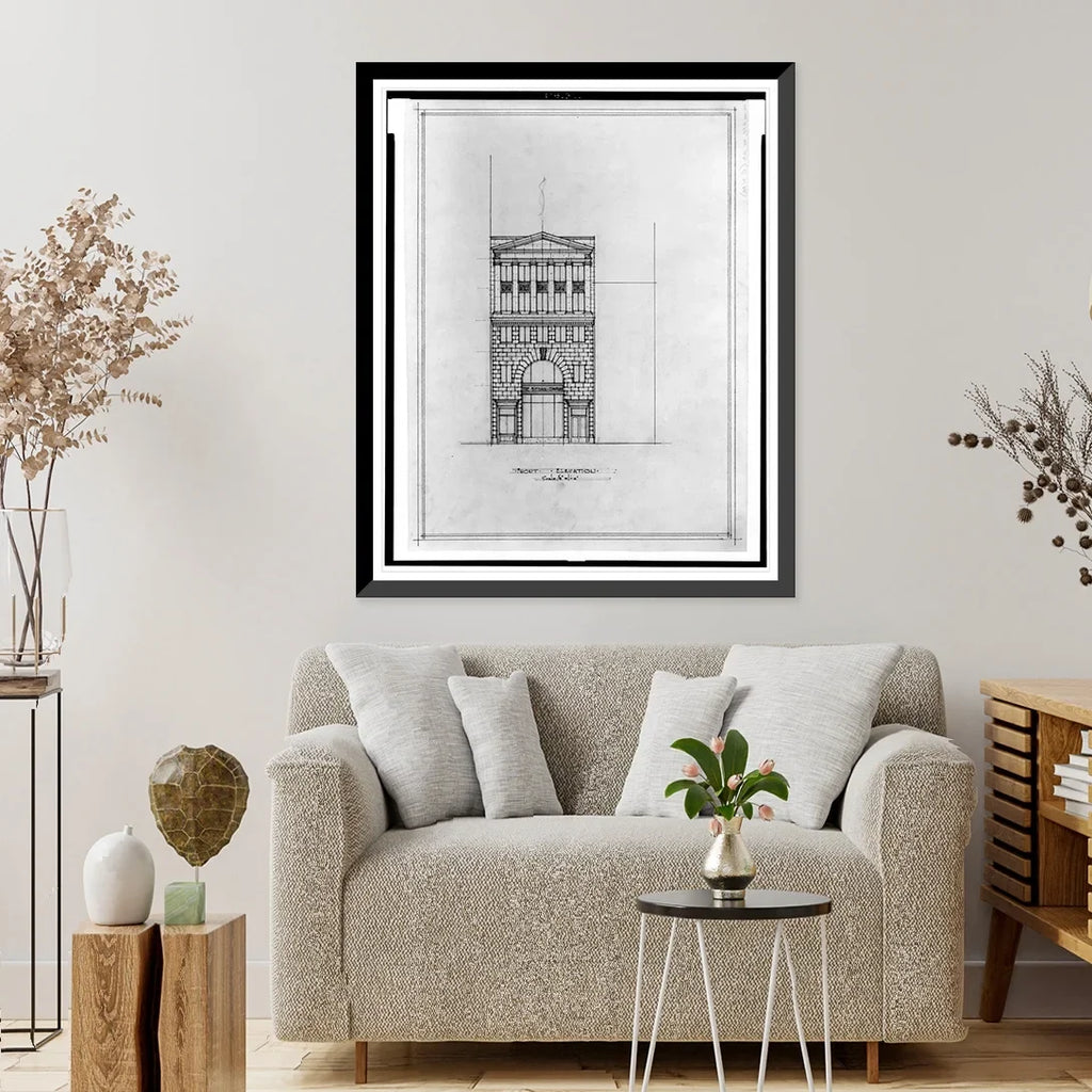 21-7/8" [Two - office Framed Print, Front x D.C.). (15th 2, Washington, N.W., B.F. buildings Street, for Historic Saul 17-7/8" elevation]