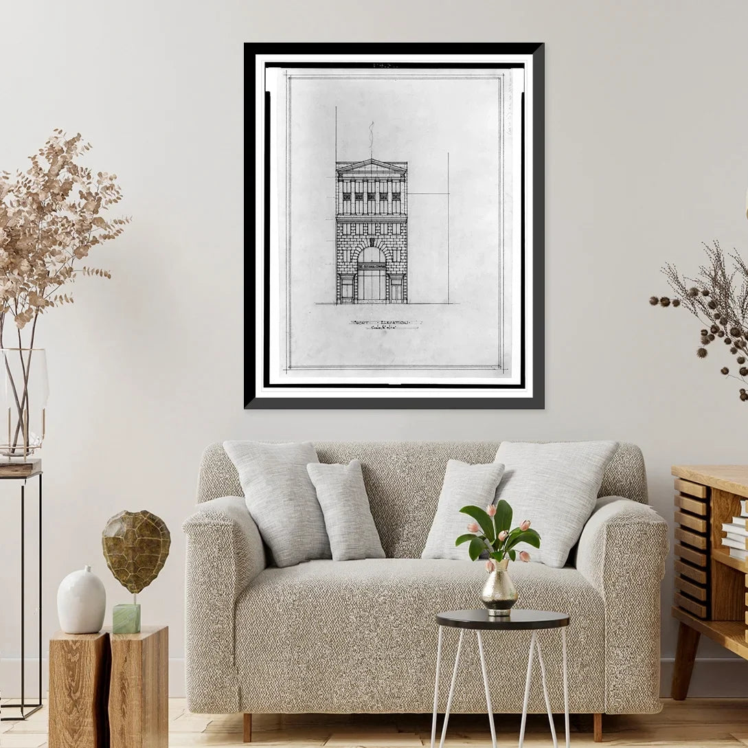 21-7/8" [Two - office Framed Print, Front x D.C.). (15th 2, Washington, N.W., B.F. buildings Street, for Historic Saul 17-7/8" elevation]