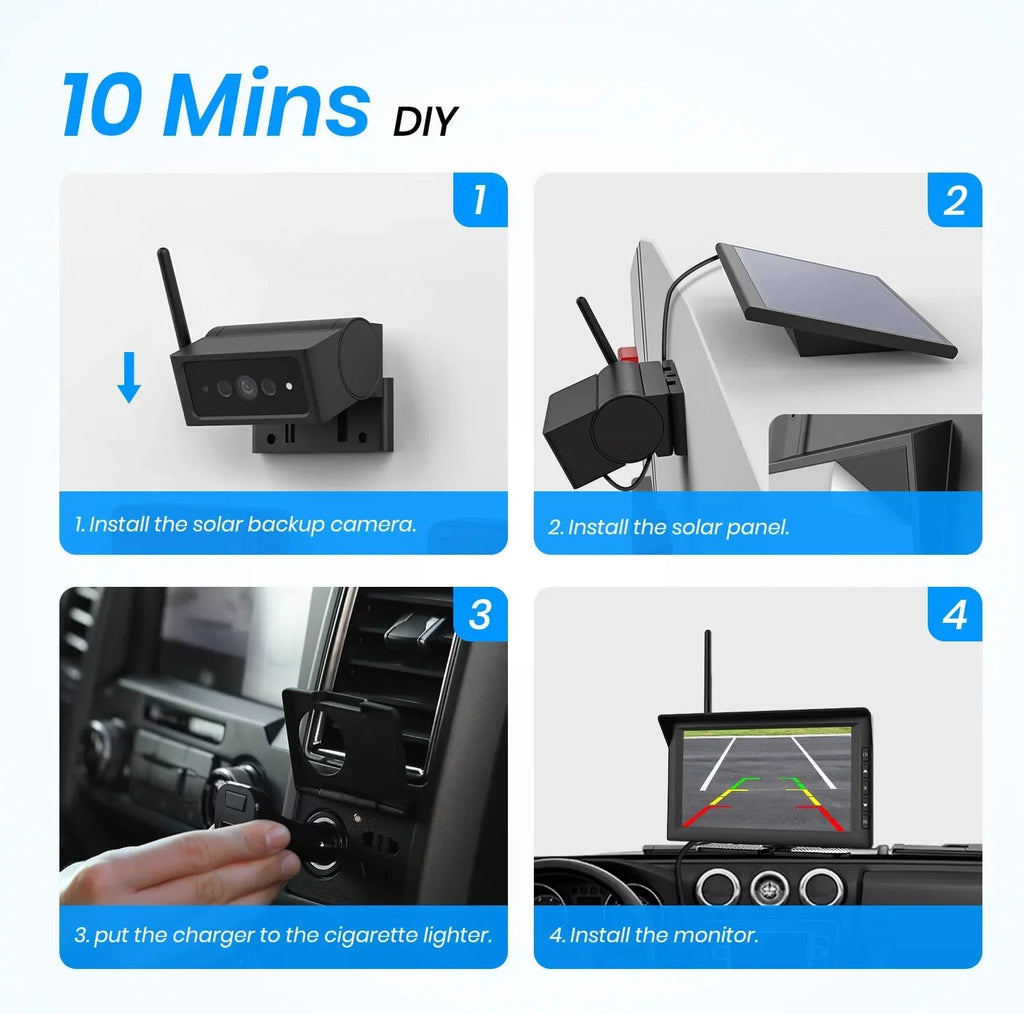 Reverse Trailer Cameras RV Camera IR Night Wireless Auto-Vox Camera Van Solar4 Support Backup Truck Vision HD 7" 2 Monitor Solar for Kit