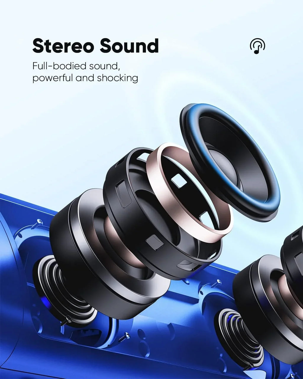Up 24H Bluetooth IPX5 Waterproof, with Pairing, Speakers TWS Sound, to BT5.3, HD Portable Playtime,