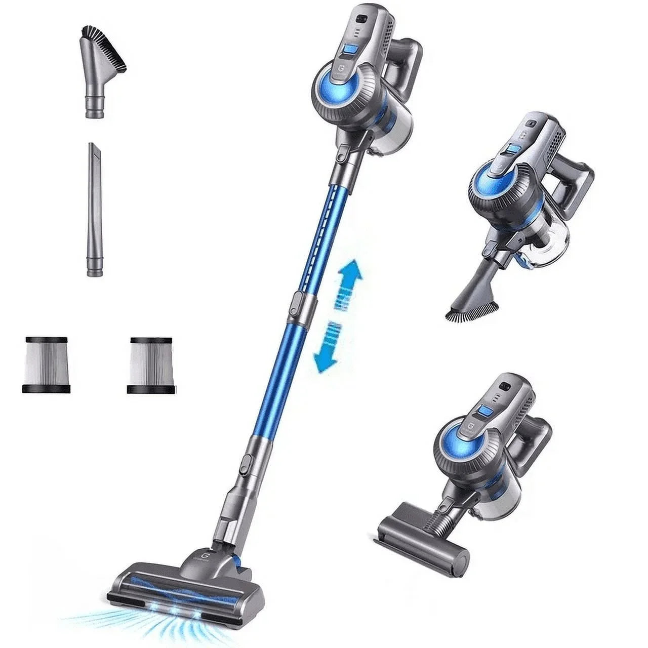 6 Cordless Detachable 23000Pa 1 Lightweight Vacuum with for Cleaner, Long Battery, Powerful Runtime, in Suction, Floor/Carpet/Pet/Hair 35min Home/Car/Hard Vacuum Handheld