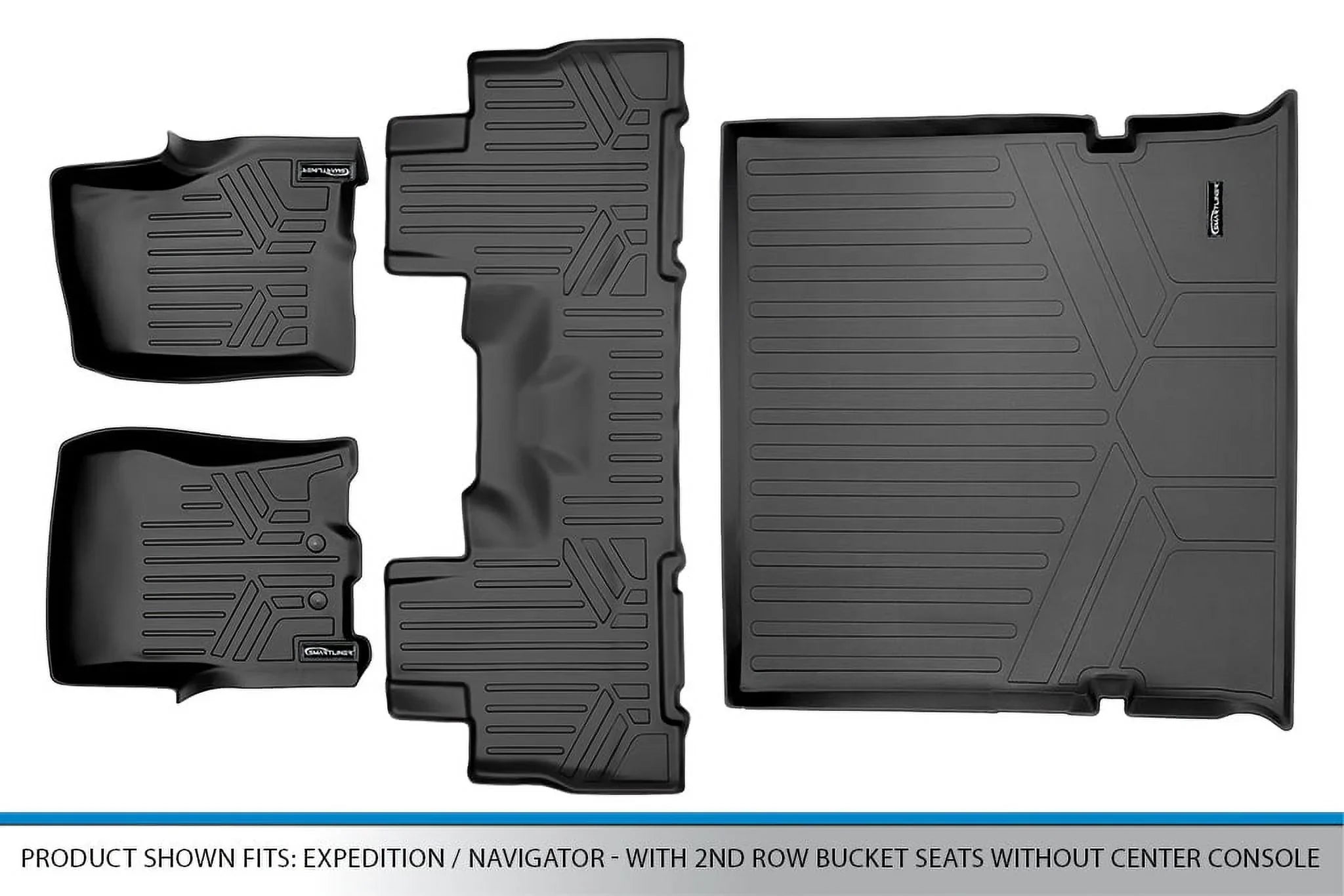 Set Expedition, Ford Black Center 2nd Seats Liner Bucket without for Row 2011-2017 Floor Smartliner Cargo Console & with SA0183-B0303-D0183 Mats