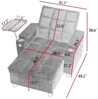 NicBex Sleeper Sofa Chair Bed with USB Port & Cup Holder &Side Table, Beige