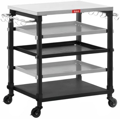 Feasto 3-Tier Outdoor Grill Cart, 26.6" x 16.1" Rolling Pizza Oven Table