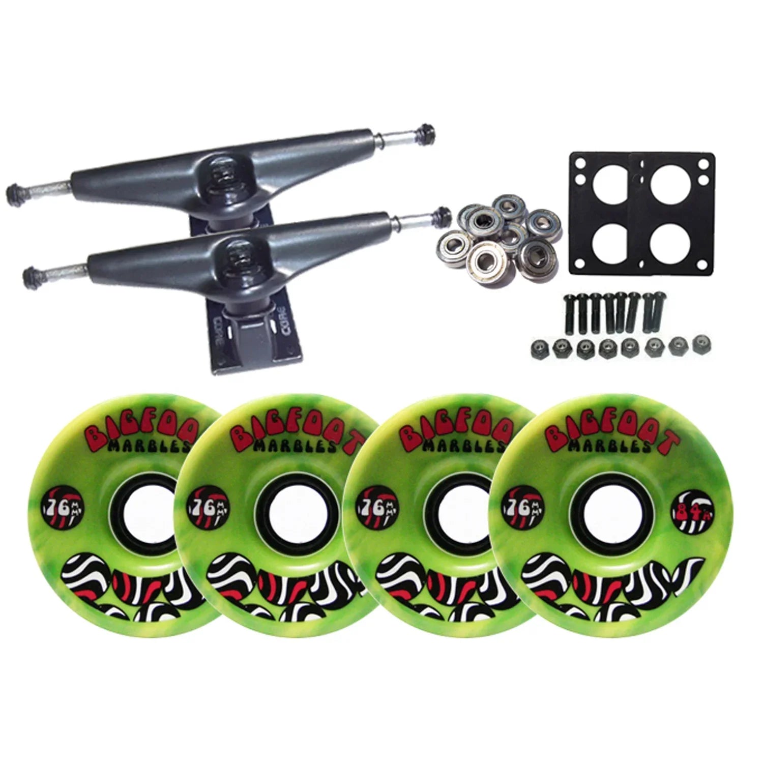 BIGFOOT LONGBOARD TRUCKS WHEELS GREEN SWIRL Skateboard