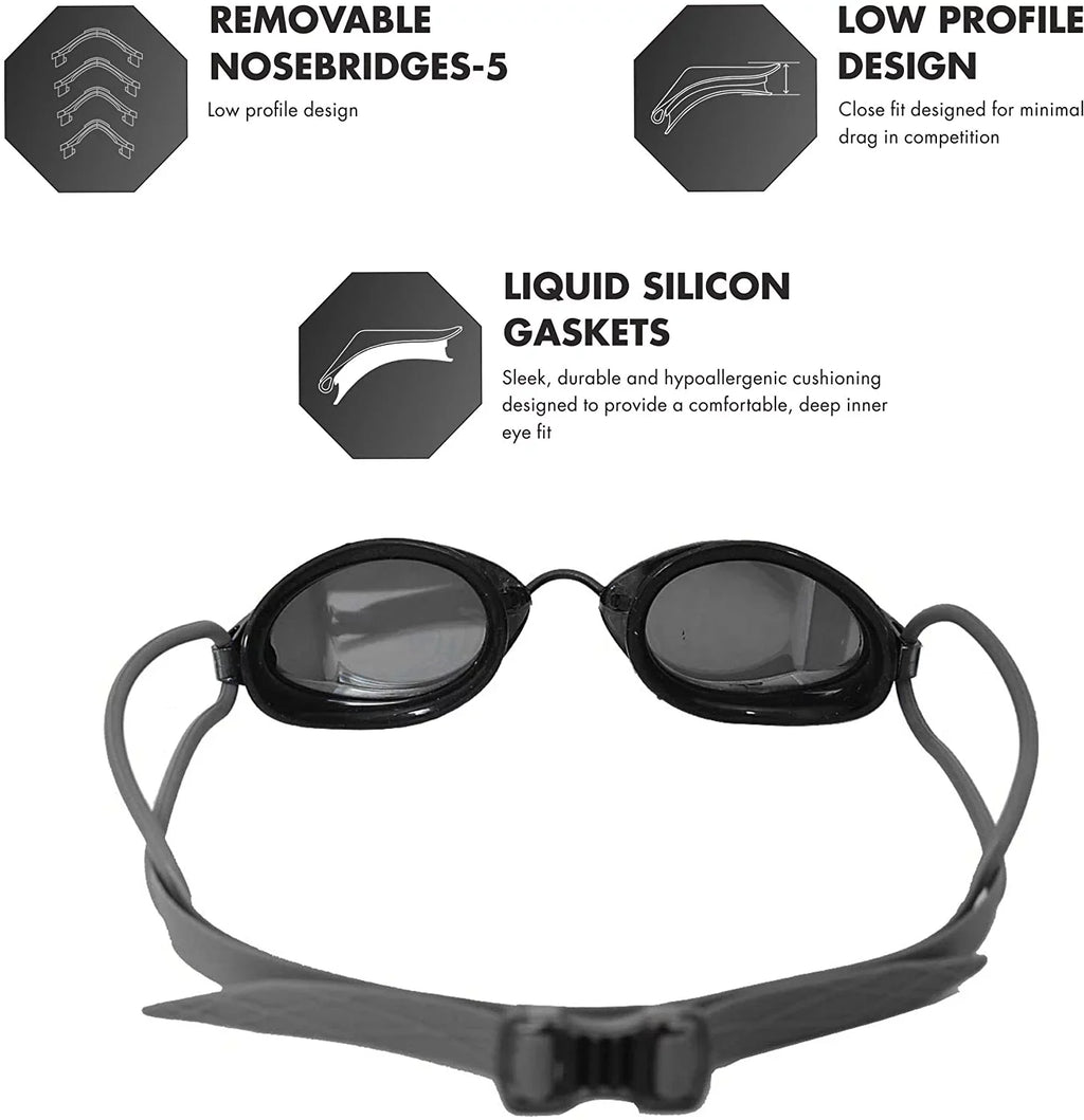 Tr Goggle Frame/Silver Lens Gasket/Silver BLK Mirror TYR Racing X Metallic Mirrored
