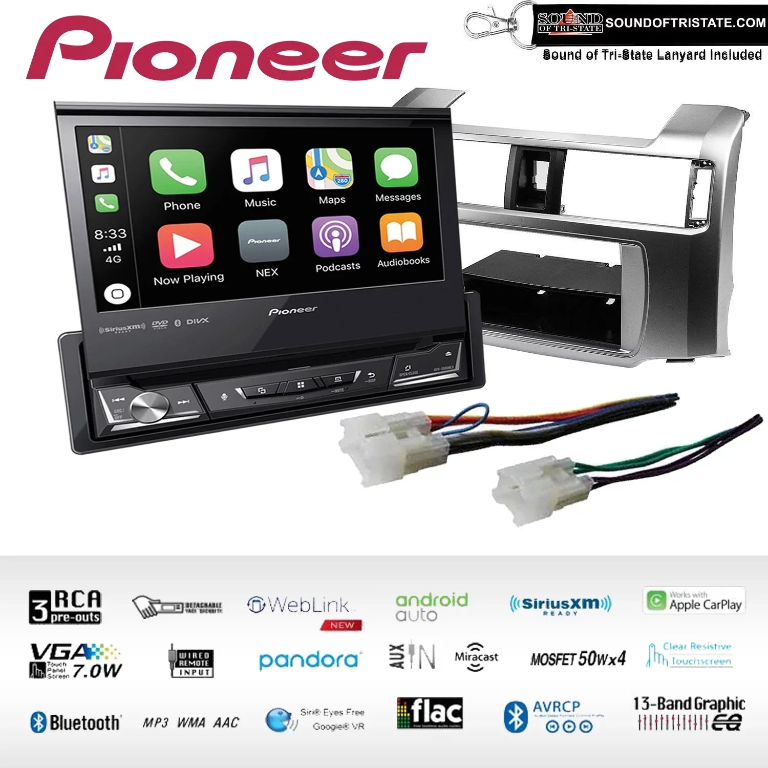 Amplified DVD 2010-2013 Toyota AVH-3500NEX 4Runner Receiver Non Fits Pioneer