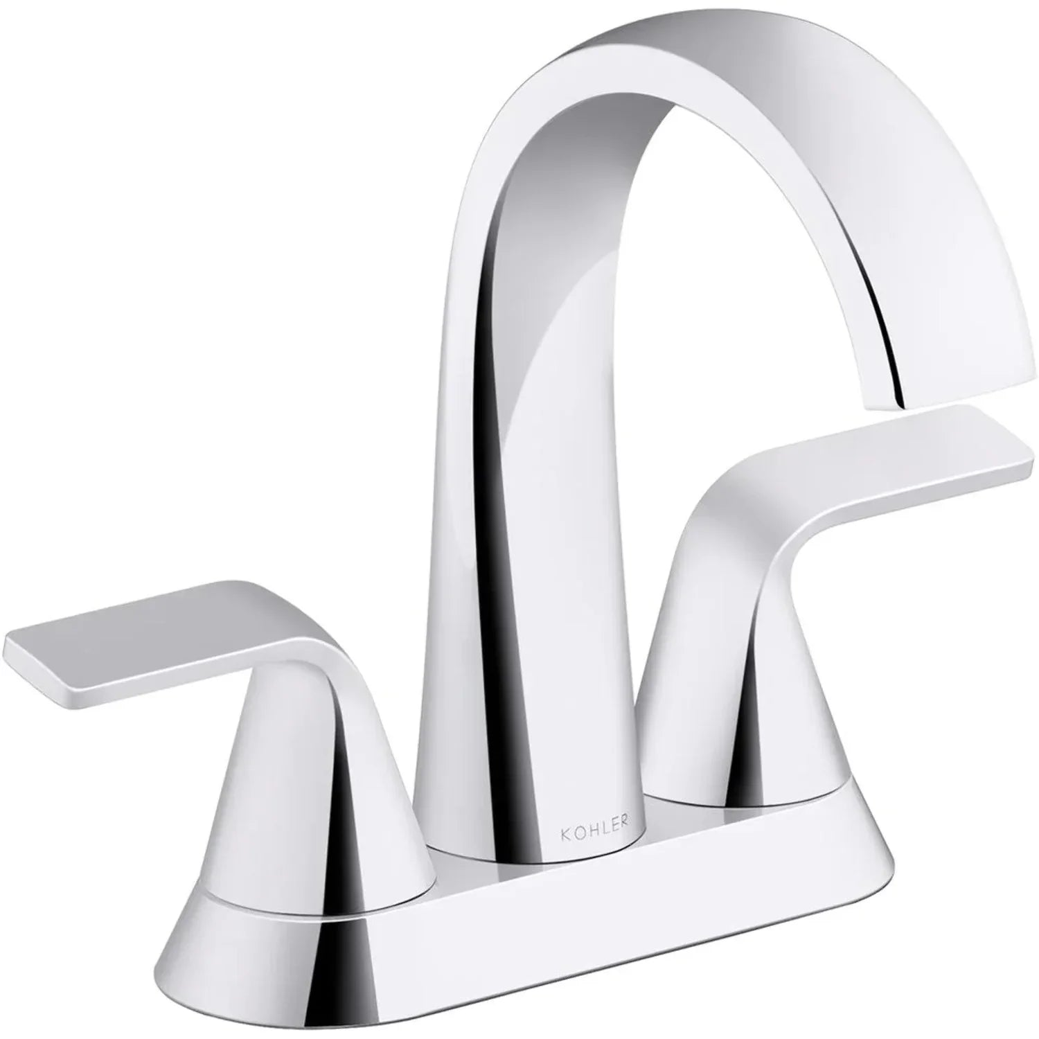 Polished KOHLER Centerset Chrome 2-Handle in. Cursiva 4 in Faucet Bathroom