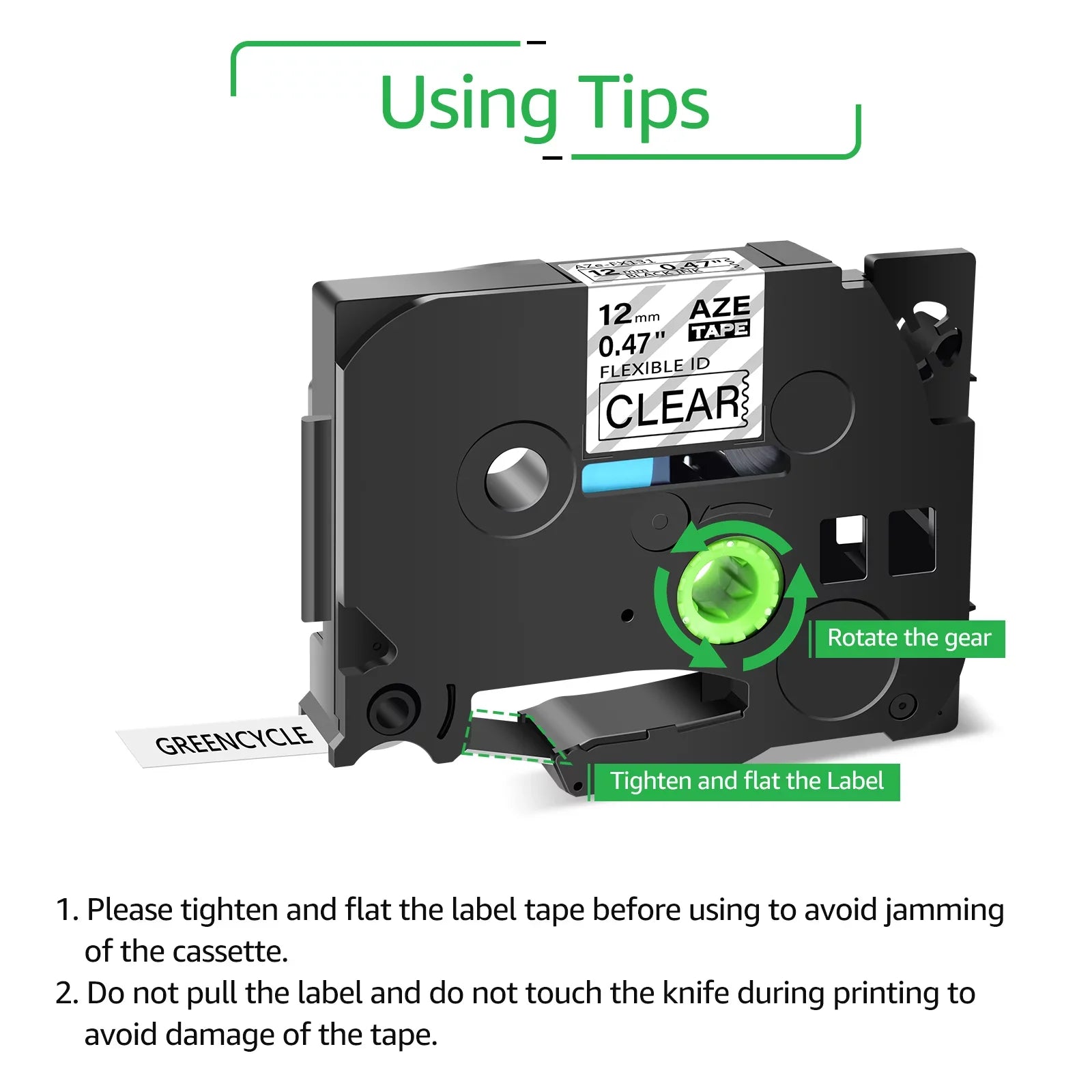 Flexible TZ-131 TZe Clear on 6PK Cable Label TZ ID 8m TZe-FX131 Compatible Tape for Wire TZe-131 12mm GREENCYCLE x Brother Black P-touch TZ-FX131