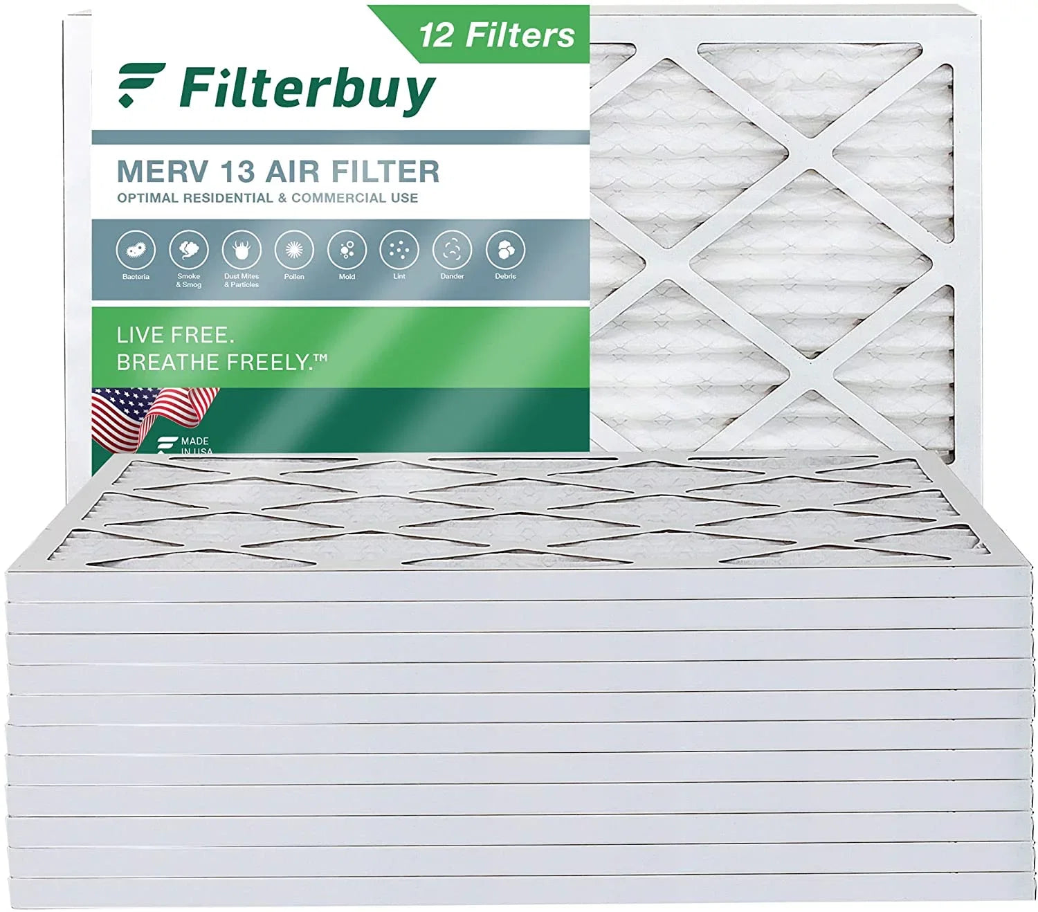 Pleated 18x20x1 Filterbuy Furnace Air 13 Filters (12-Pack) AC MERV HVAC