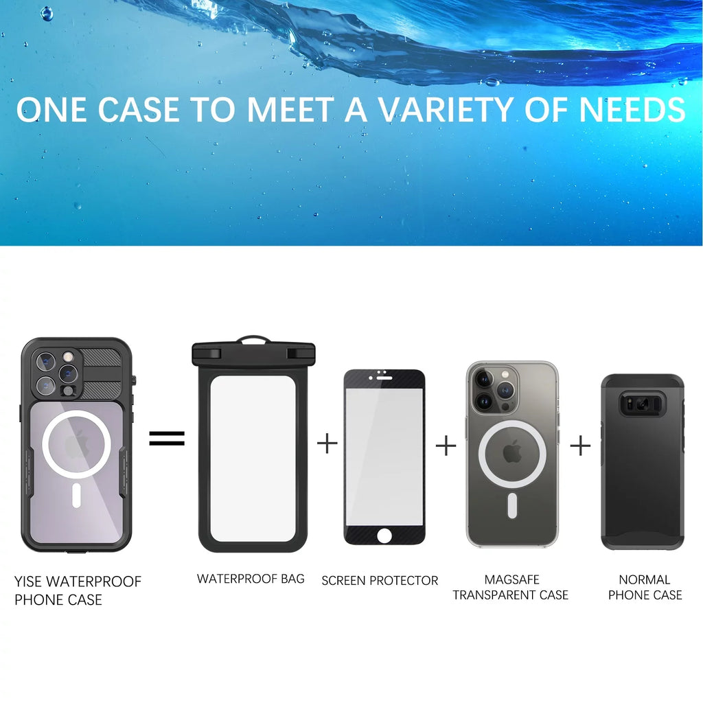 Waterproof, 14 for Protector 6H iPhone for 6.7" [Real 360][IP68 Pro - Dropproof][Dustproof][Compatible Underwater][14FT Pro Black Max with iPhone 14 Built-in Case MagSafe] Military Max Screen