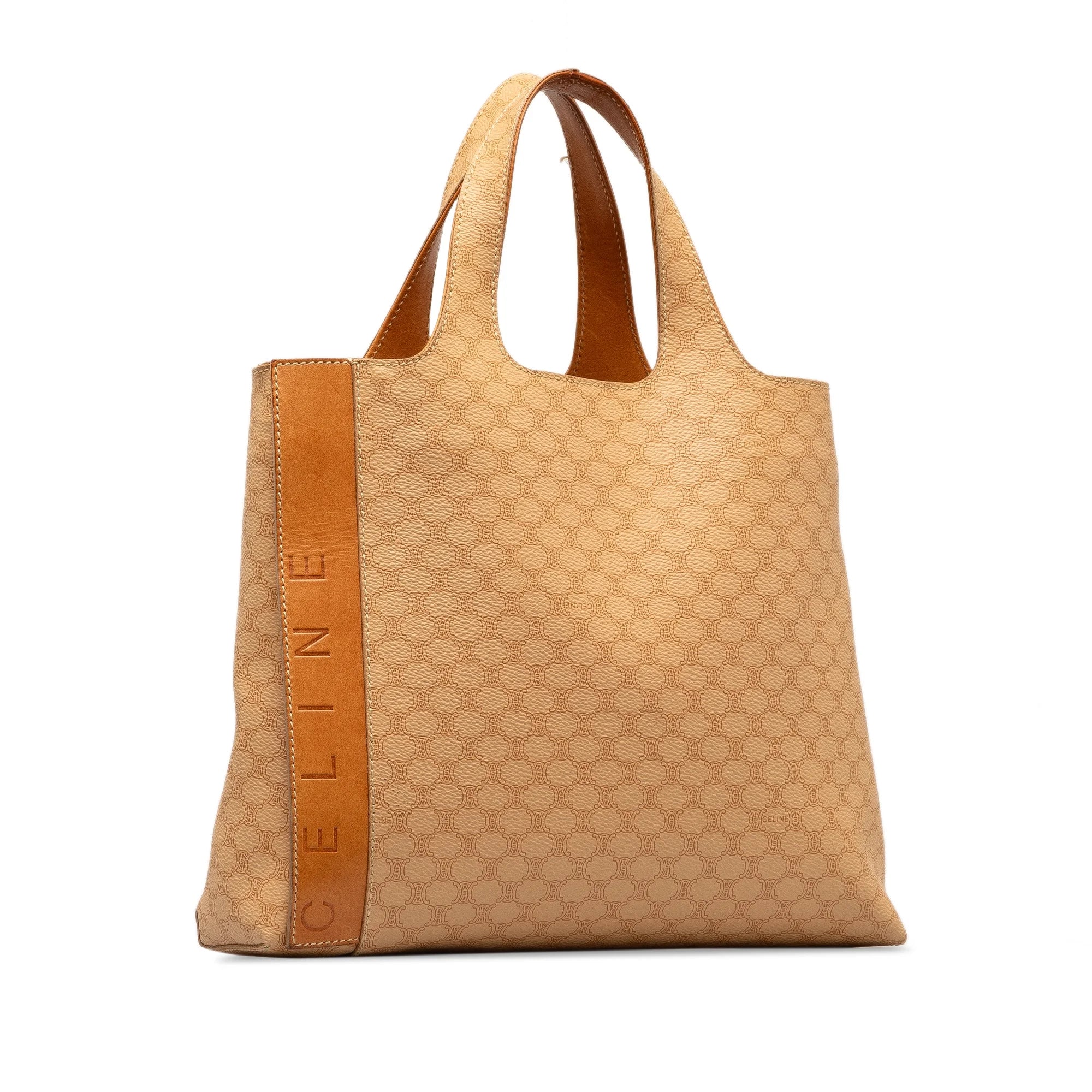 Bag Macadam Canvas Unisex Fabric Celine Coated Brown Tote (Good) Pre-Owned Authenticated