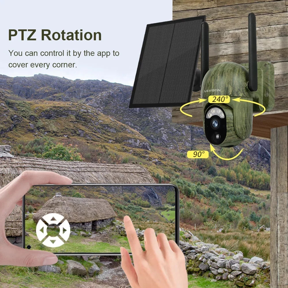 Wireless Powered Battery VISION Camouflage Outdoor 2K LS Solar Camera Security Camera
