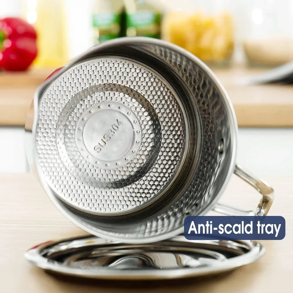 Frying / Steel & 2L Mesh Oil Lid Container,with Strainer oz,Food 67.6 Strainer Grease Storage Non-slip Storing fl Grease Cooking Can Pot Strainer Fine Oil Dust-proof Stainless Oil Tray,for