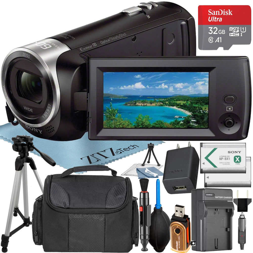 Micro 32GB + ZeeTech Card Memory + Sony Bundle + HDR-CX405 with HD SD Charger Handycam Tripod Camcorder Case + Recording Accessory Video