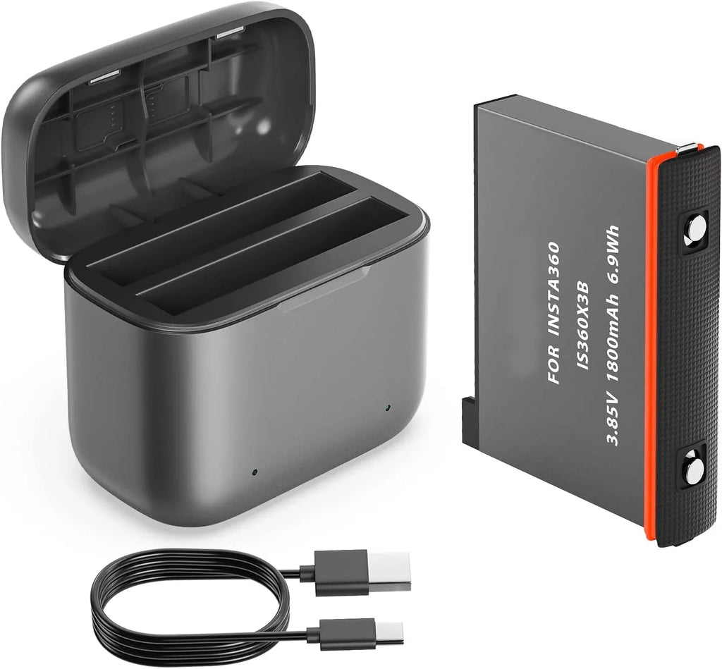 Station with & Battery Charger Charging for 1800mAh x3 Slots Insta360 Misro Card 2 SD Station Capacity, Battery High Camera Channel One