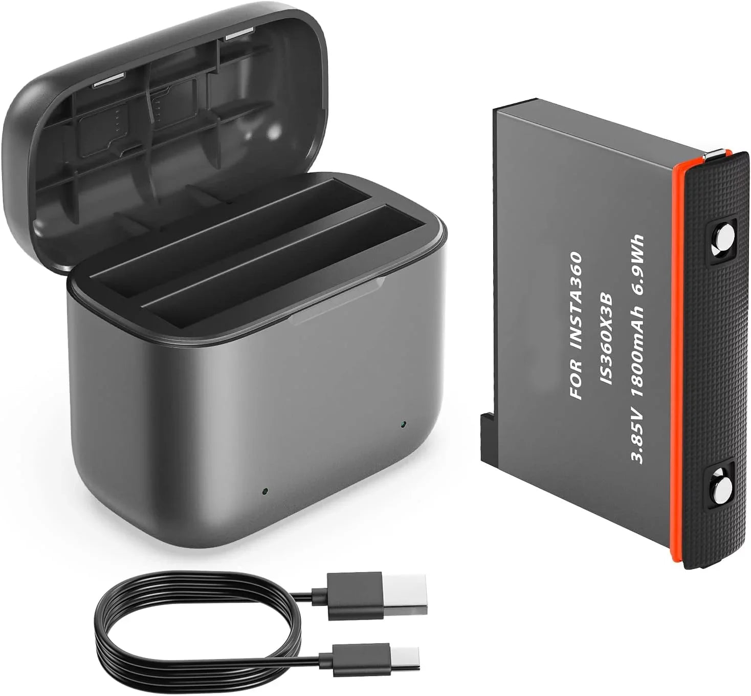 Station with & Battery Charger Charging for 1800mAh x3 Slots Insta360 Misro Card 2 SD Station Capacity, Battery High Camera Channel One