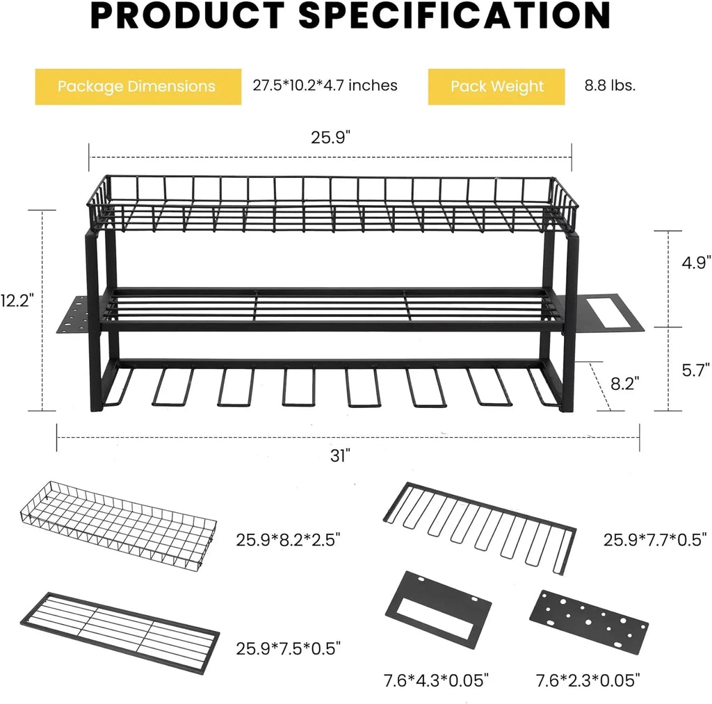 3 Holders with Drill Power 7 Organizer, Rack Layers Wall Storage SPECSTAR Mount Tool