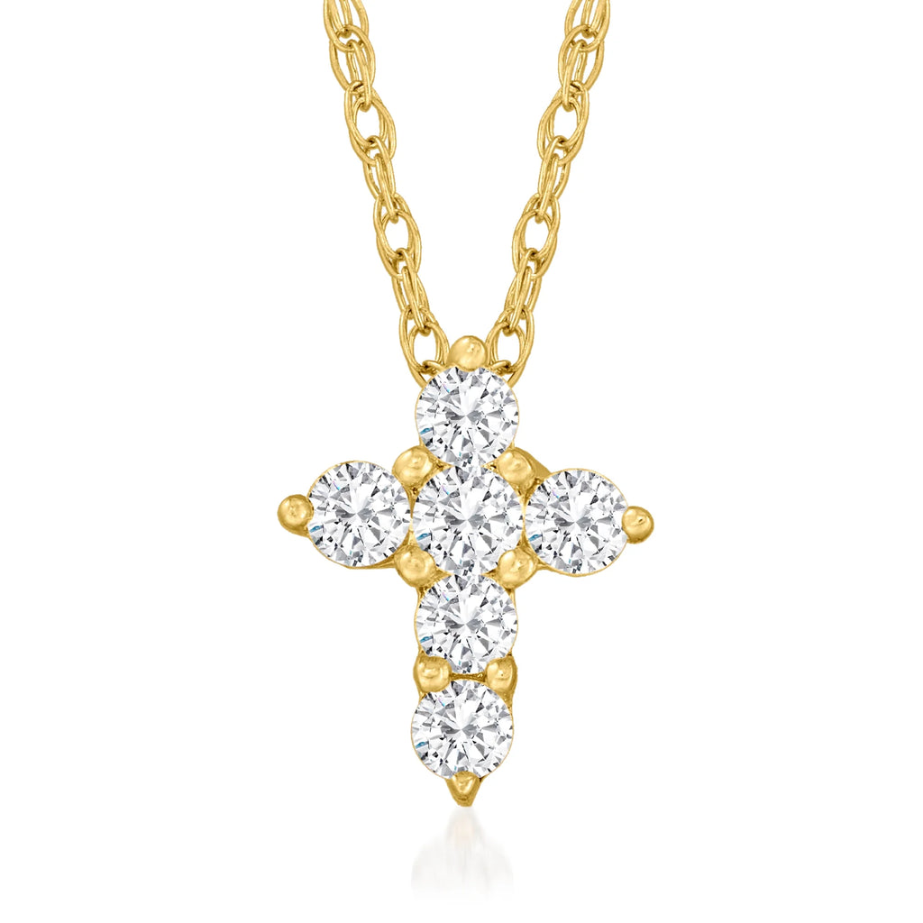 t.w. in Diamond ct. Pendant 0.10 Adult 10kt Cross Gold, Necklace Women's, Canaria Yellow