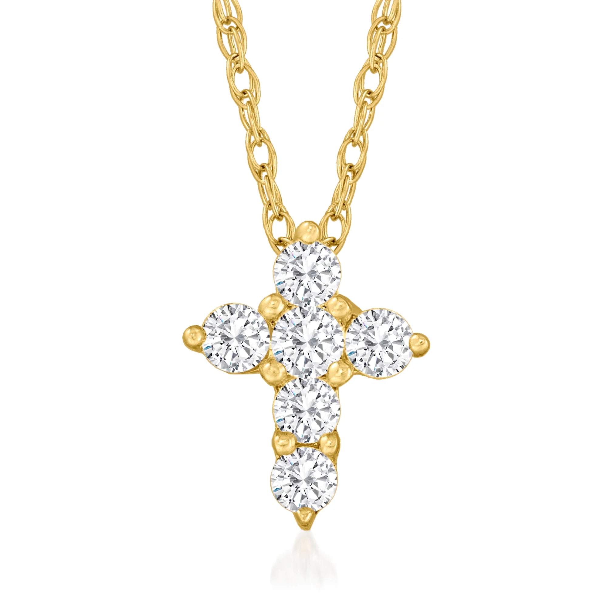 t.w. in Diamond ct. Pendant 0.10 Adult 10kt Cross Gold, Necklace Women's, Canaria Yellow