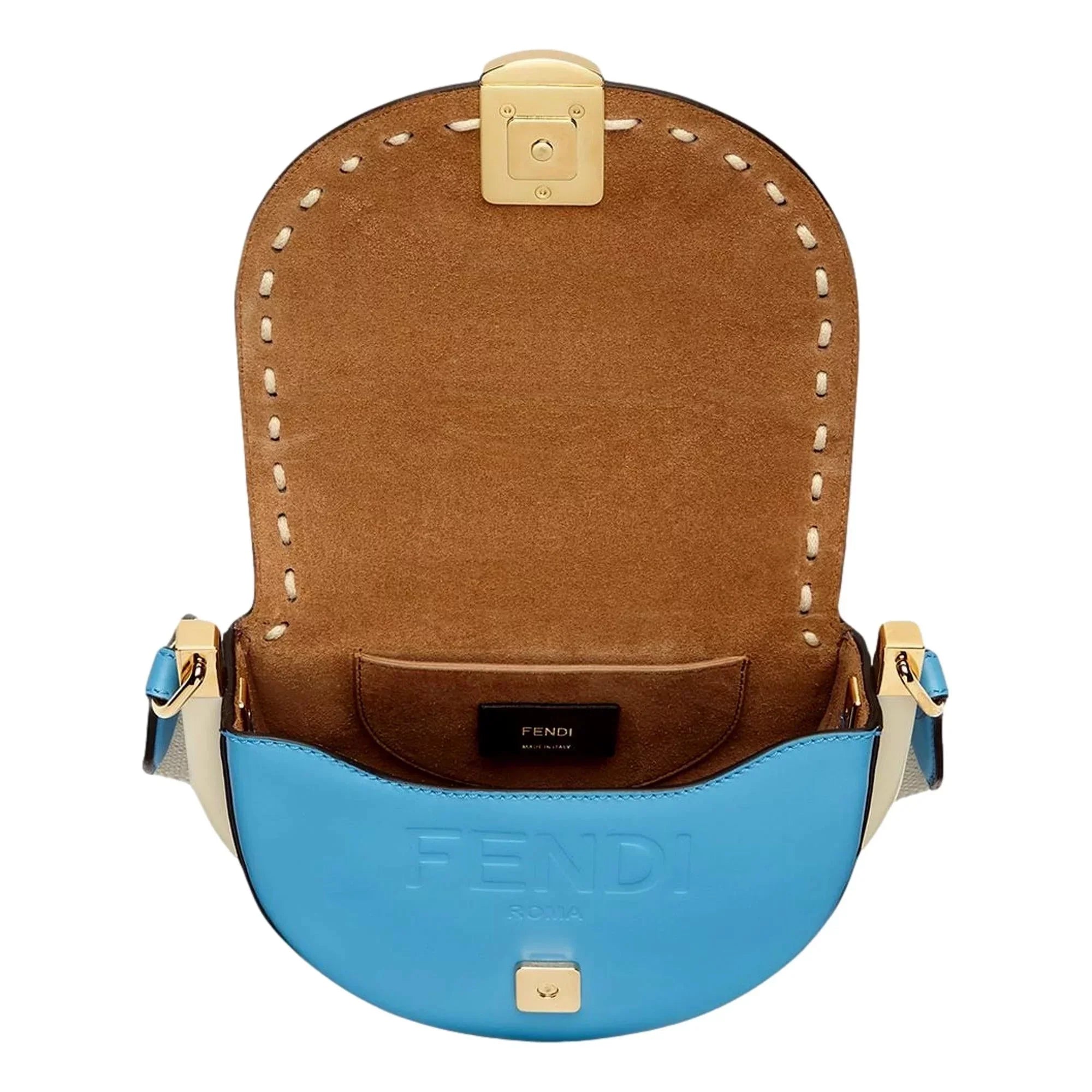 Leather Bag Moonlight Fendi Satchel Crossbody Cyber Blue