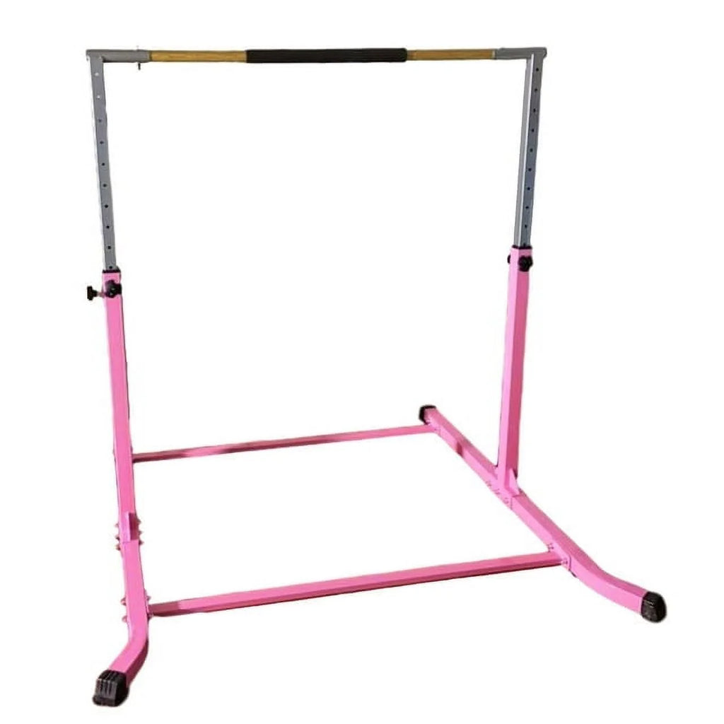 Duty Training | Horizontal Junior Bar Gym for | Bar Kids Bar Fitness Expandable Curved Adjustable Kip | Pink | Cushioned Heavy Hand to Up Height 5FT | Legs, Pro-Gymnastics