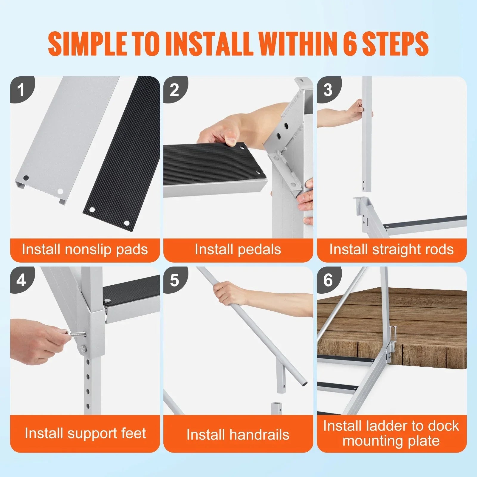 in. 4 Ladder Height, Capacity Stairs 30-38 Vevor Load Dock lbs Step Dock 500 Adjustable