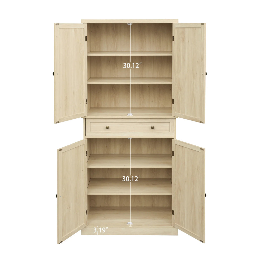 Cabinet Storage Cabinet with Door Inner Shelves, Adjustable 1 4 4 with Drawer,