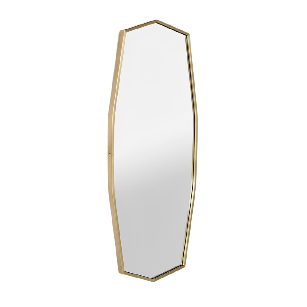 "Elegante Octagonale Wandspiegel met Gouden Rand"