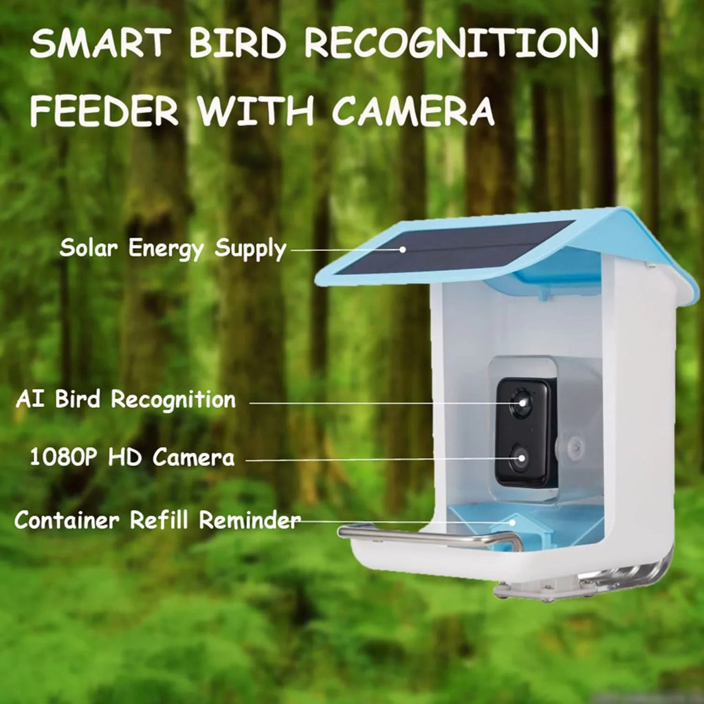 & Detected, Videos Control Capture Bird & Gift with Notify Lover Adrinfly Bird Panel, Birds AI Wireless App Auto Camera, Bird HD Camera Bird Species, Solar When Bird Feeder Feeders Smart Identify