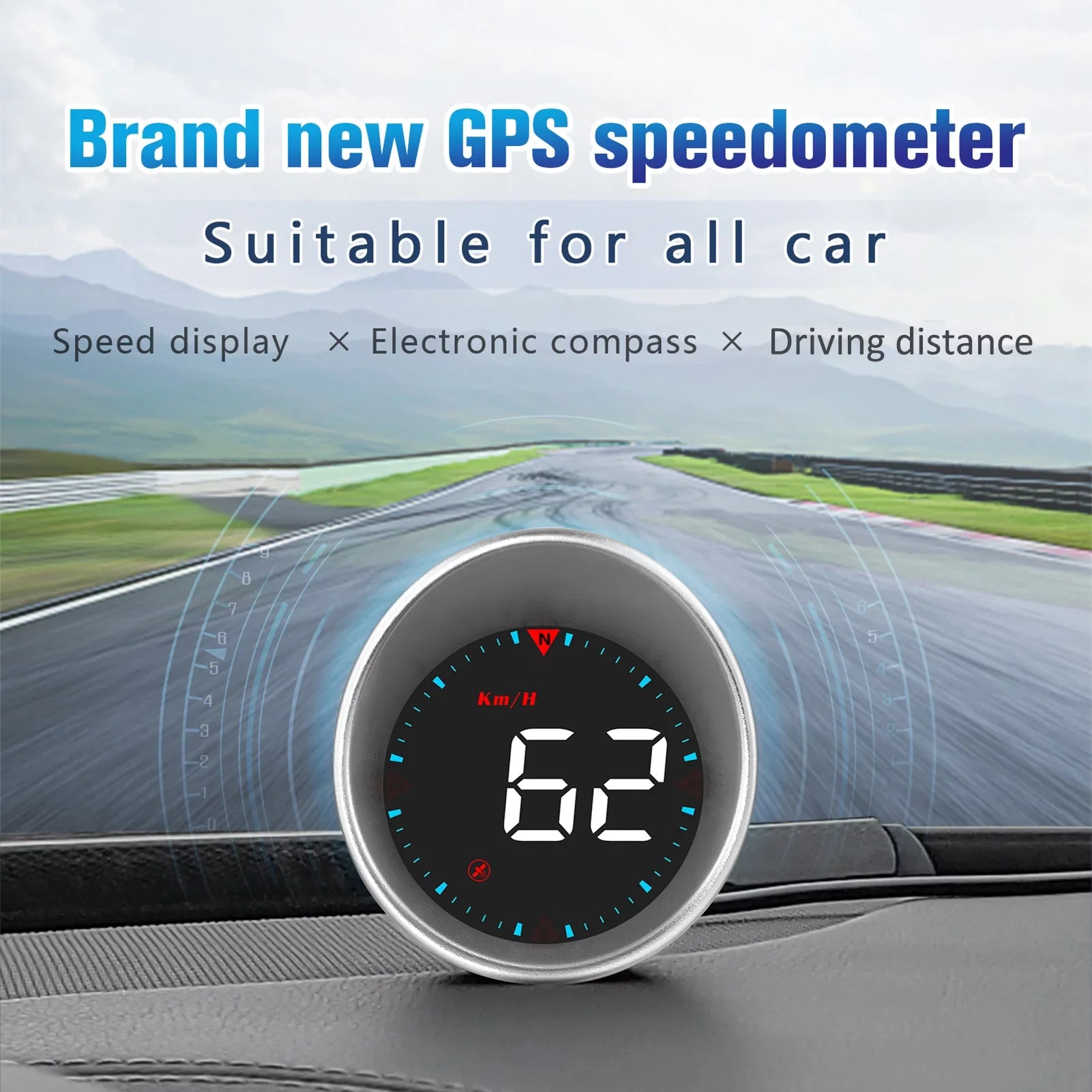 Car Digital Speedometer Display ametoys Display Car and Fatigue Angle, Driving Driving Mileage, Overspeed Compass Head-up