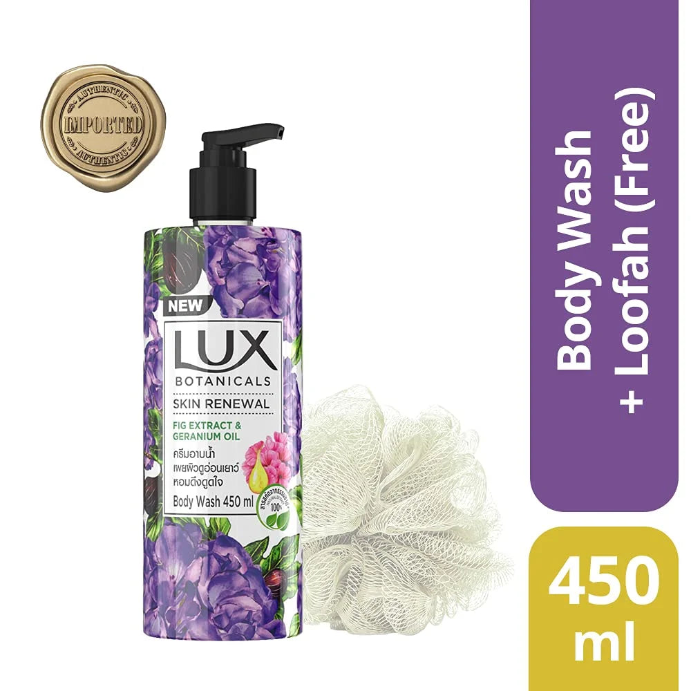 Free Paraben, Ml 450 Skin Natural Loofah, Botanicals Renewal No Shower Gel, Lux Extracts,