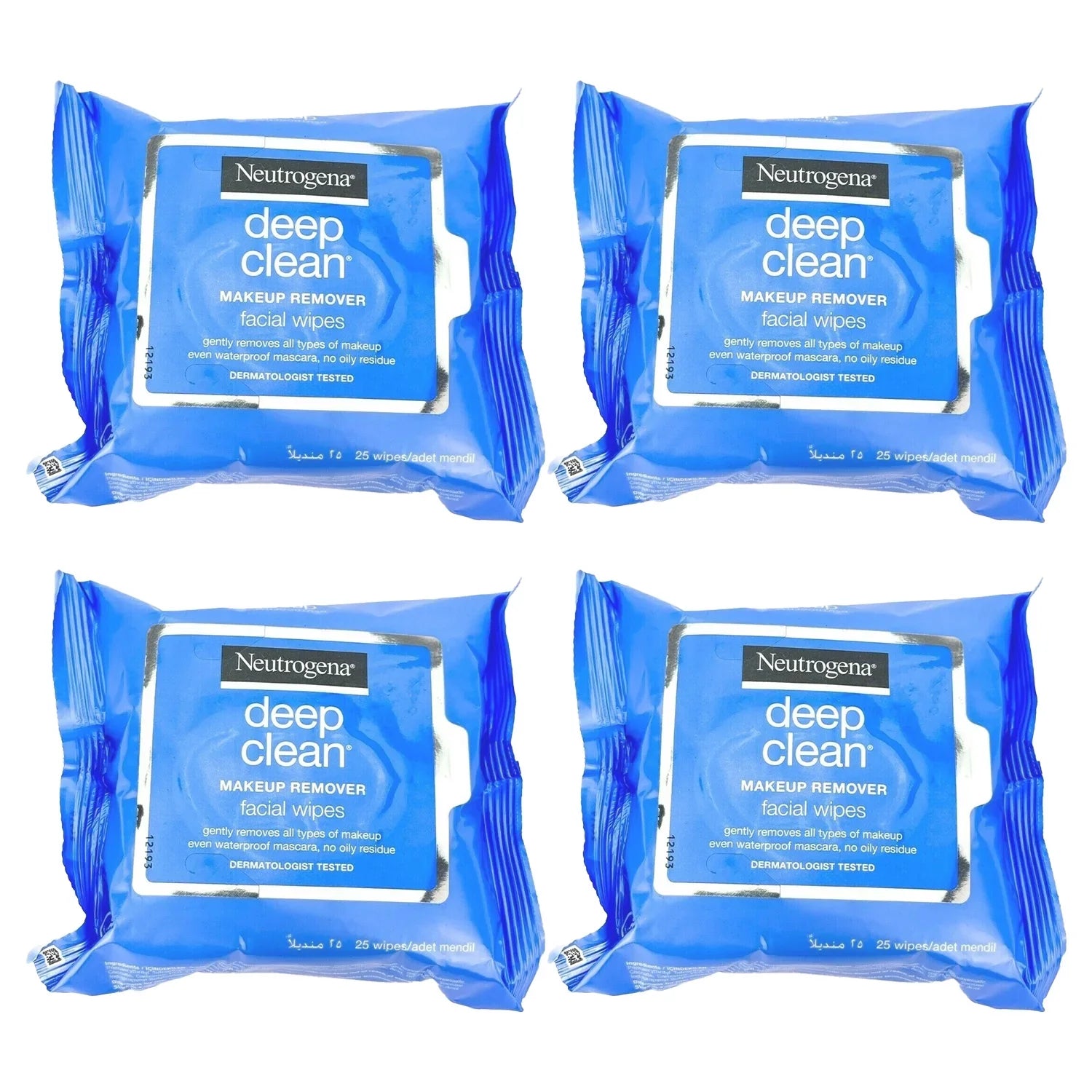 of Facial (4) Neutrogena Up Remover Make Refil Pack Cleansing Wipes,25 Ct Towelettes