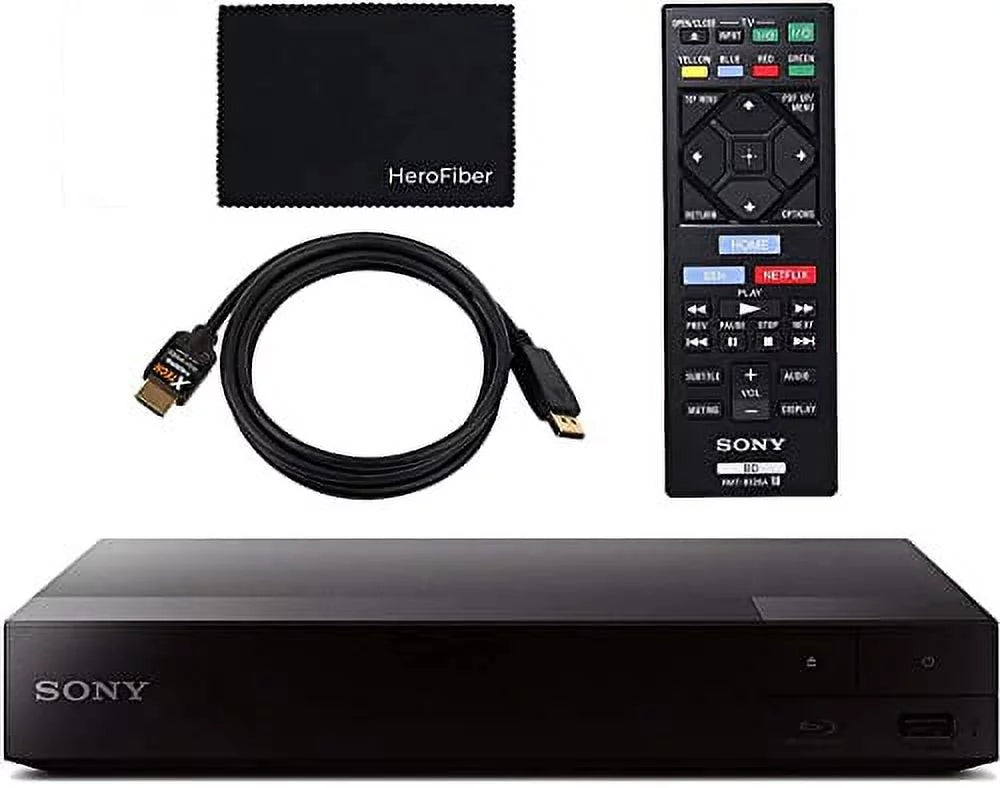 Sony Player & with Mirroring, Streaming Cleaning Blue Tv, Ray/Cd HDMI Players Full Bluray WiFi. Cable, Remote Ray Playback, Player, Control, Video Screen HD for DVD Includes Blu 1080p, Cloth