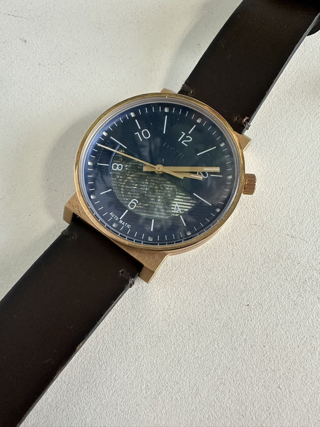 Automatic Fossil Brown Watch Barstow Leather ME3169
