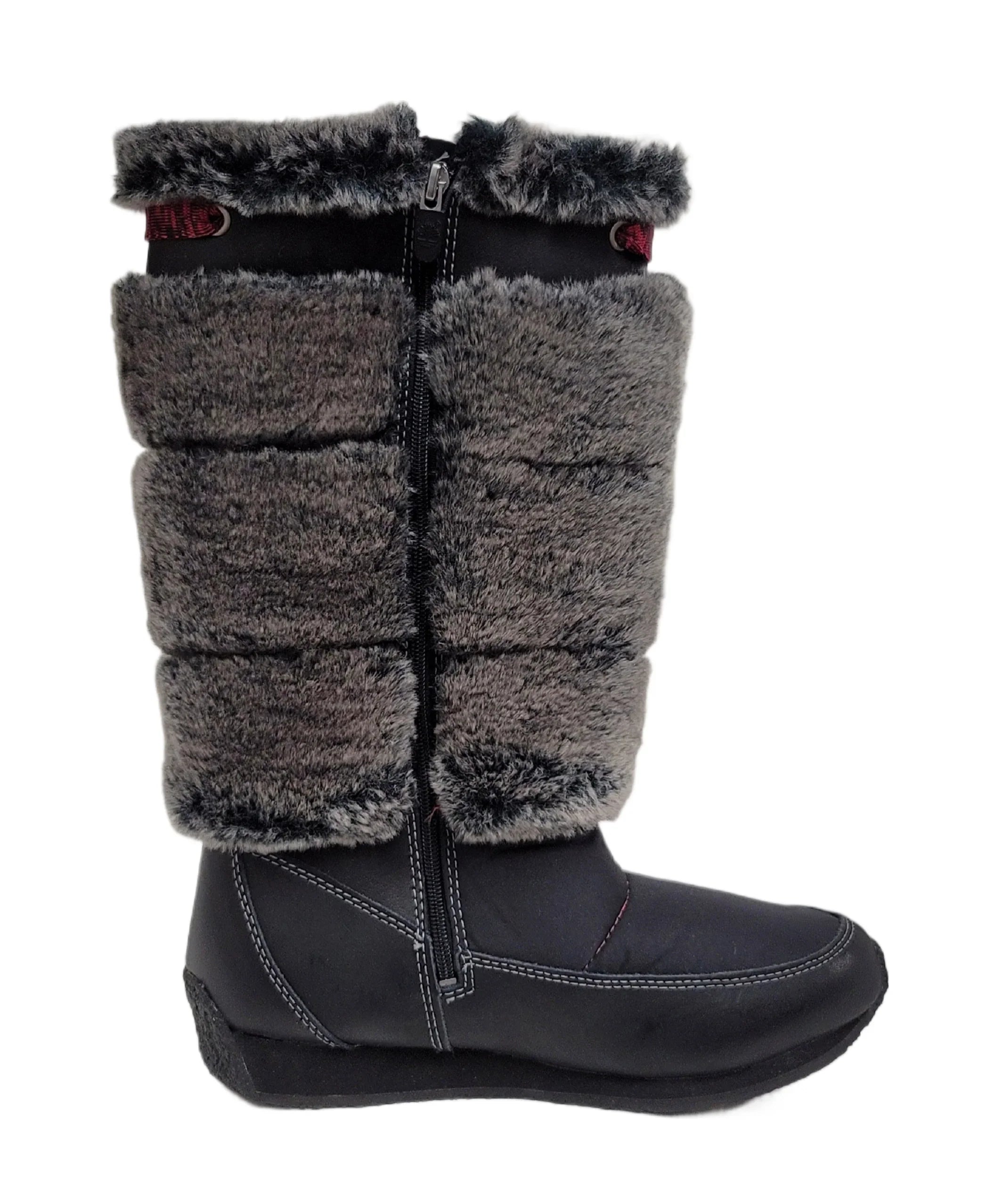 Boot Tall Kid Timberland size 4.5 Winterberry Black Fur Junior 59994 US Big Medium