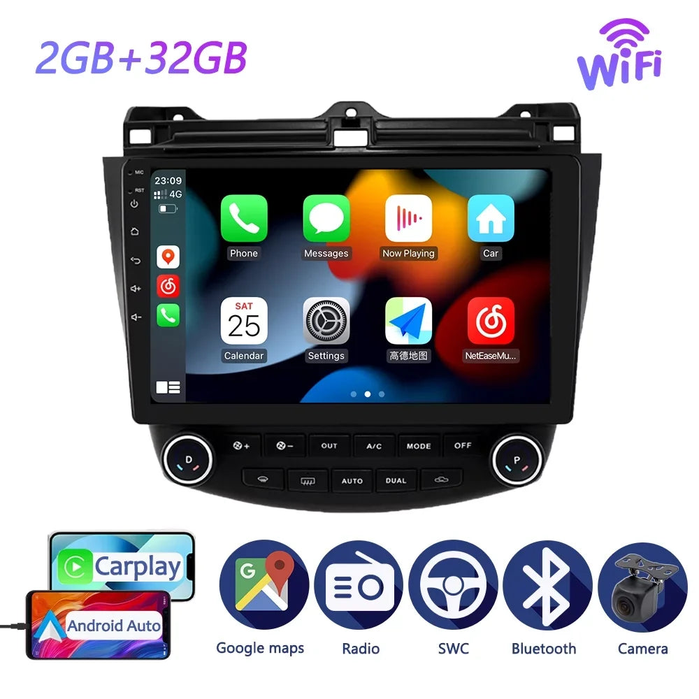 Car Auto 7 Stereo 2008 With - Car Accord Android Android 2002 Carplay Multimedia For Screen Player Honda Touch
