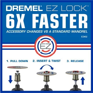 Storage for EZ725 Faster Sand EZ EZ-Lock Drum Rotary Cut, Tool EZ 70-Piece Changes, Accessories Accessory and Polish, Dremel Clean, Mandrels Kit, to All-Purpose Accessory and