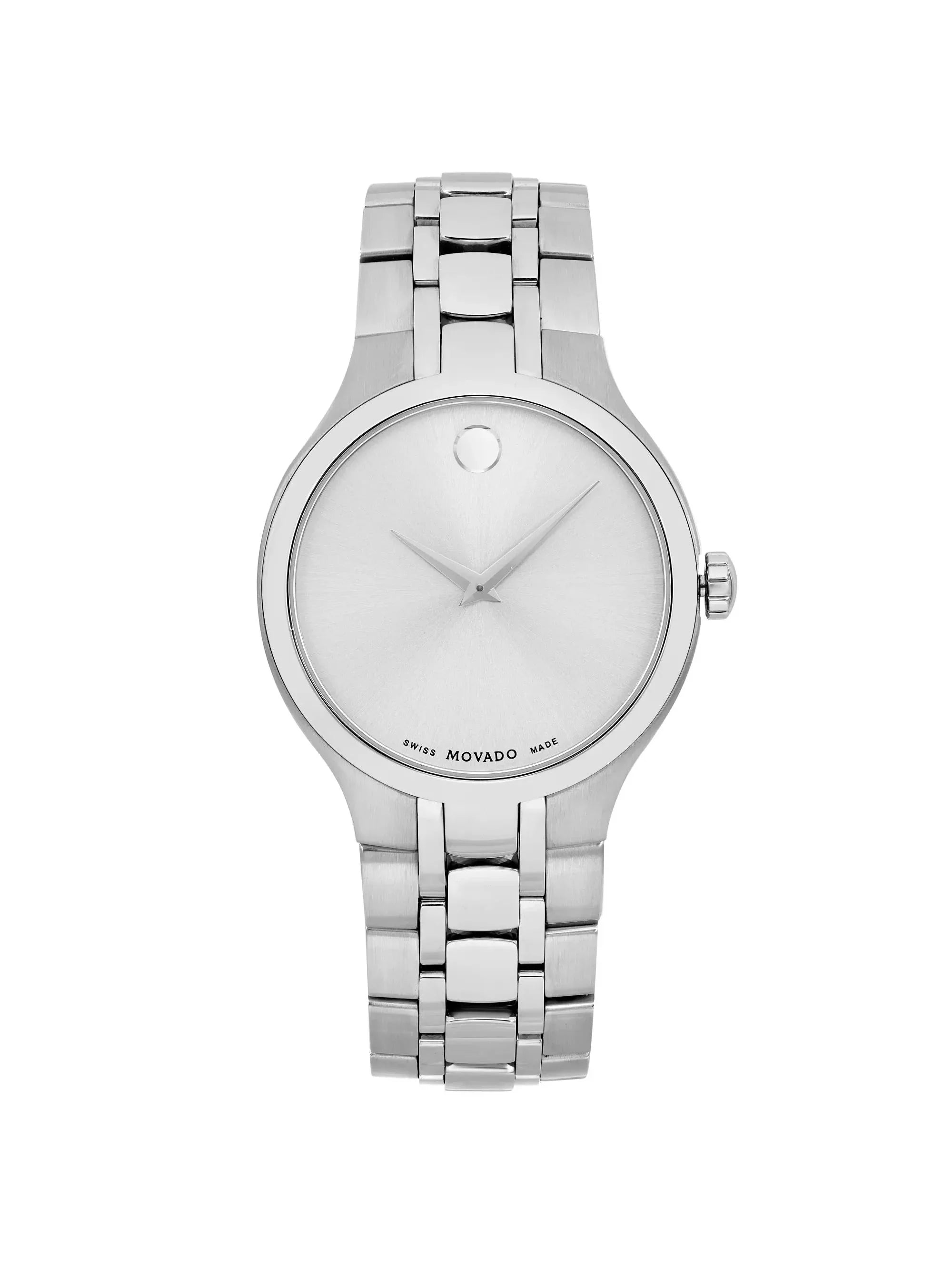 Silver Quartz Steel 0606450 Men Movado Watch Dial 40mm Museum