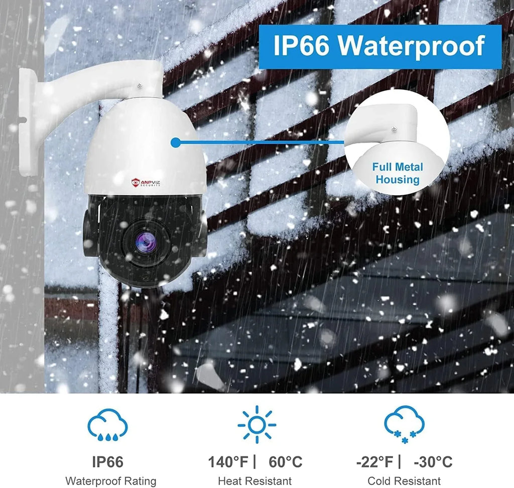 Pan with 360°/Tilt IP Outdoor Vehicle Indoor 90°, IP Vision, PTZ Mic/Audio, IR Night Optical Zoom, Camera PTZ 8MP Metal, Waterproof Camera Surveillance Anpviz IP66 Detection, PoE Person 20X Security