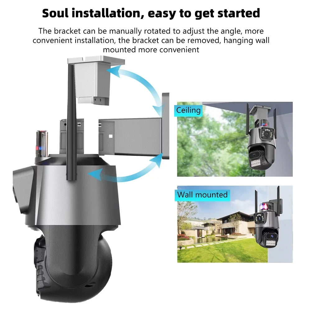 Waterproof Audio Outdoor Vision, Dual 360° Home Camera, Lens Cameras Night Security Wi-Fi Kepeak Surveillance 2-Way View,