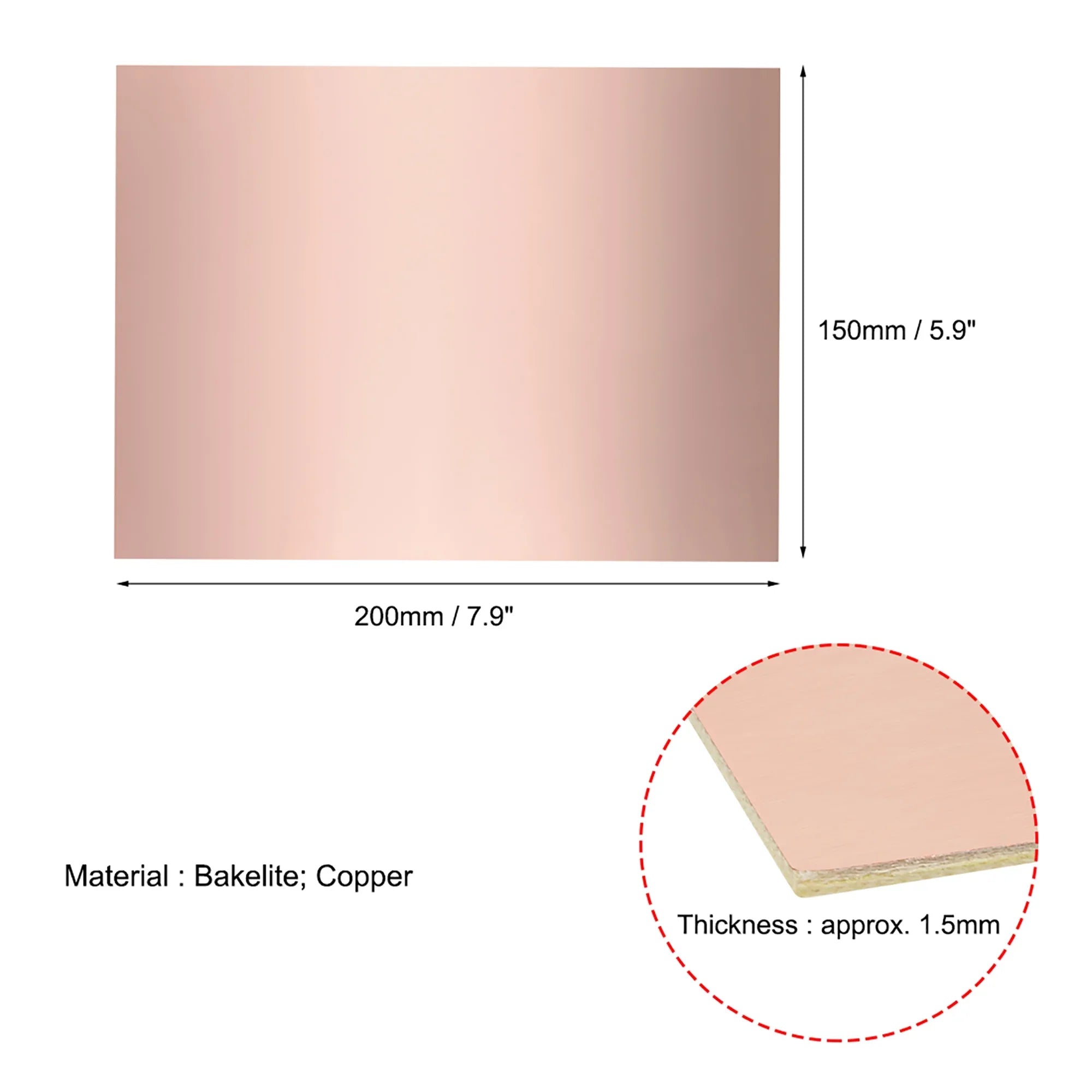 Copper Board Laminate Bargains Unique Circuit DIY PCB 200x150mm Clad 1.5mm Board Prototyping Single-Sided Thickness