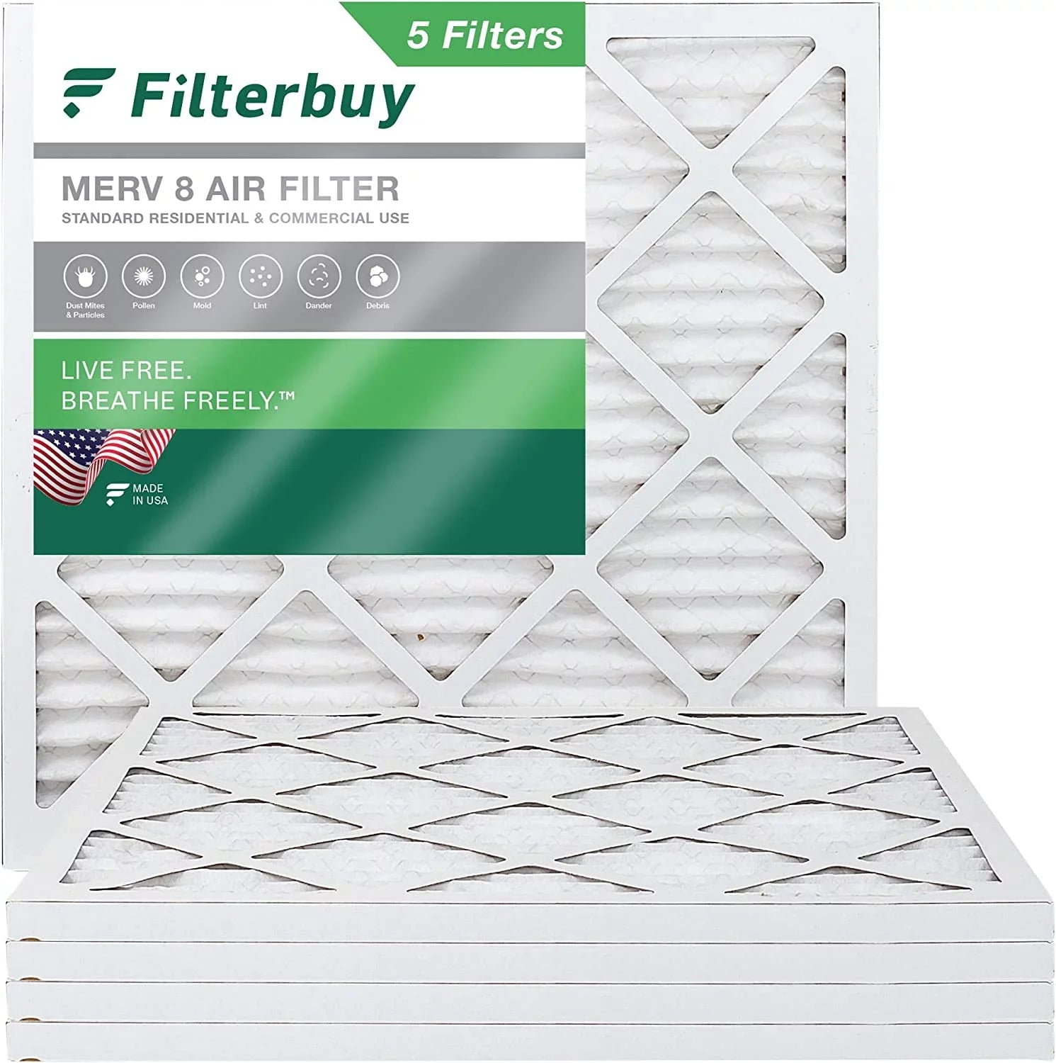 19x19x1 Furnace 8 AC Filterbuy HVAC (5-Pack) Air Filters MERV Pleated