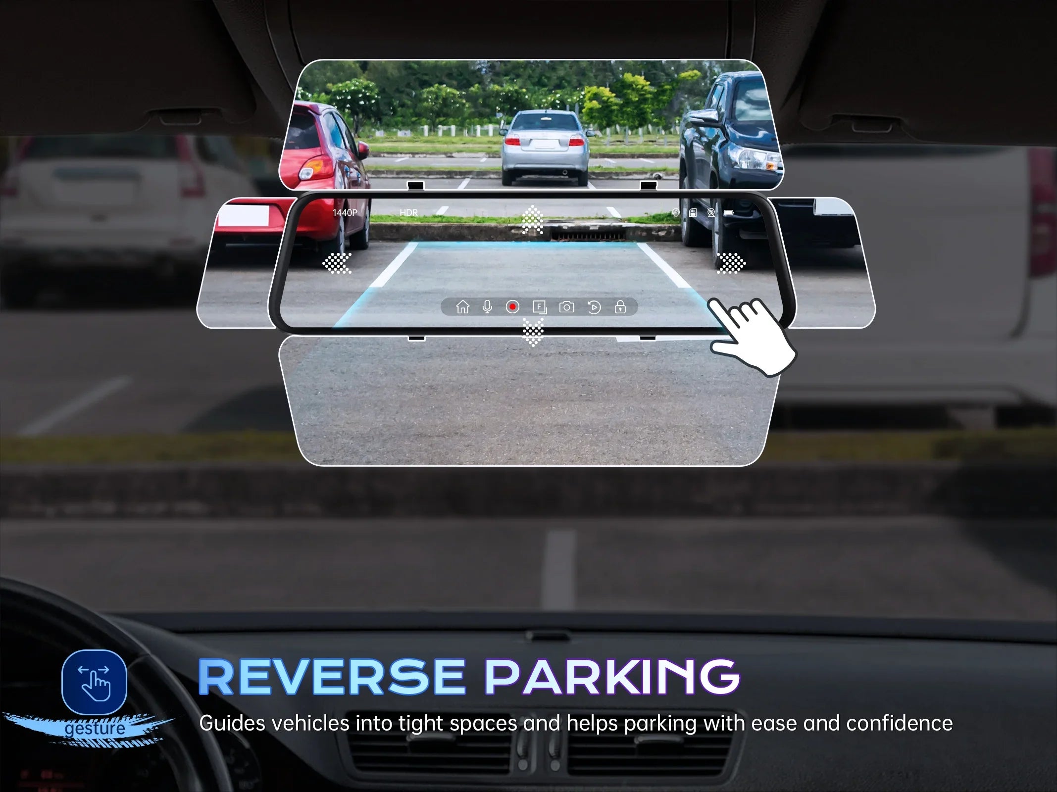 Camera, Assistance, Rear Control, Front for Reversing Dash Voice Cam Mirror Trucks, Vision, and Assistance QHD Dash Night Cam, 1440P 12'' View Parking P12 2.5K Cars Pelsee Dual and Mirror