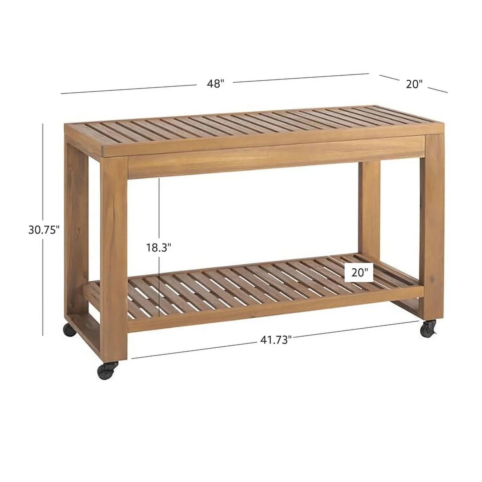 Slatted & Rolling Top Afuera Living in Island Natural Shelf Wood Outdoor Kitchen