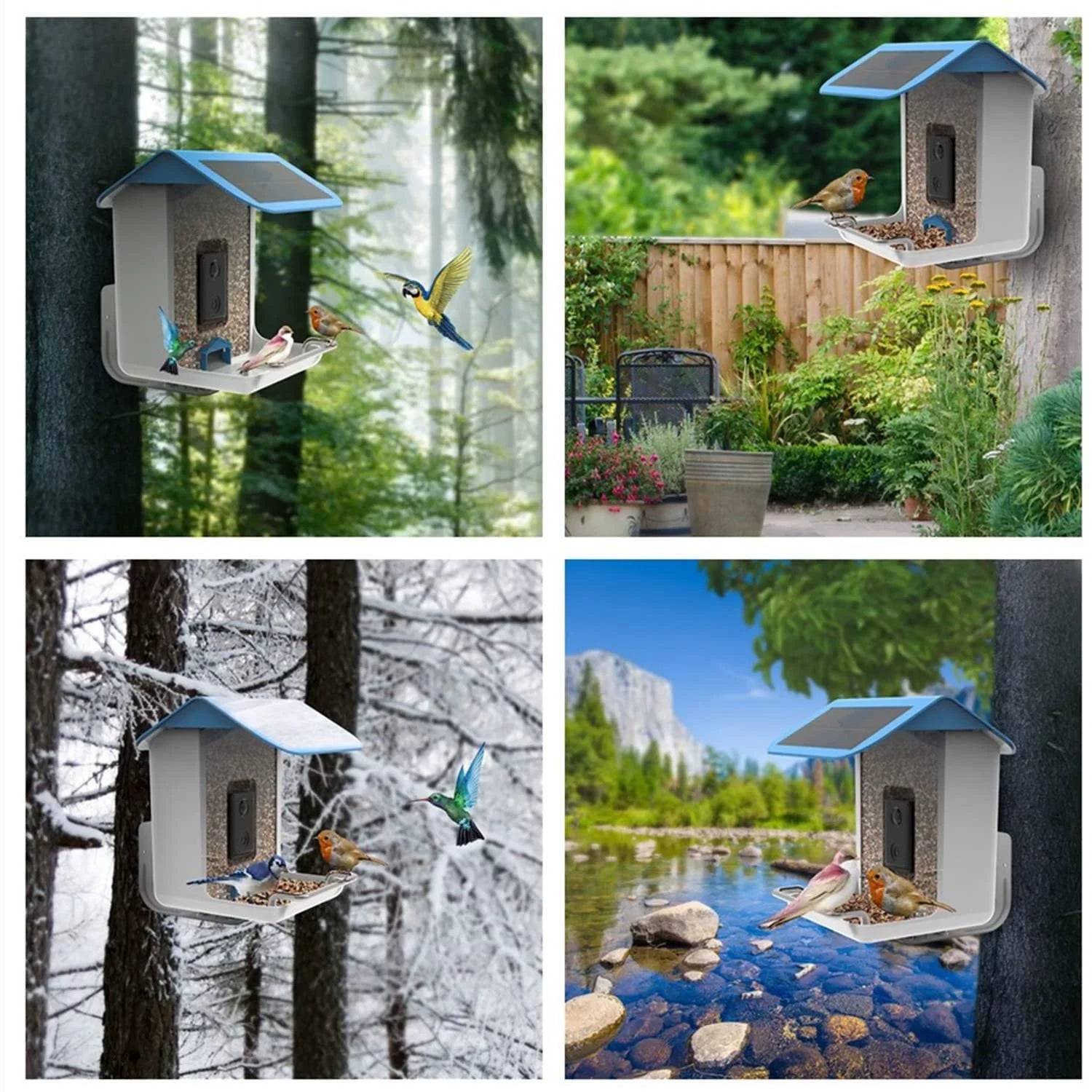 & Detected, Videos Control Capture Bird & Gift with Notify Lover Adrinfly Bird Panel, Birds AI Wireless App Auto Camera, Bird HD Camera Bird Species, Solar When Bird Feeder Feeders Smart Identify