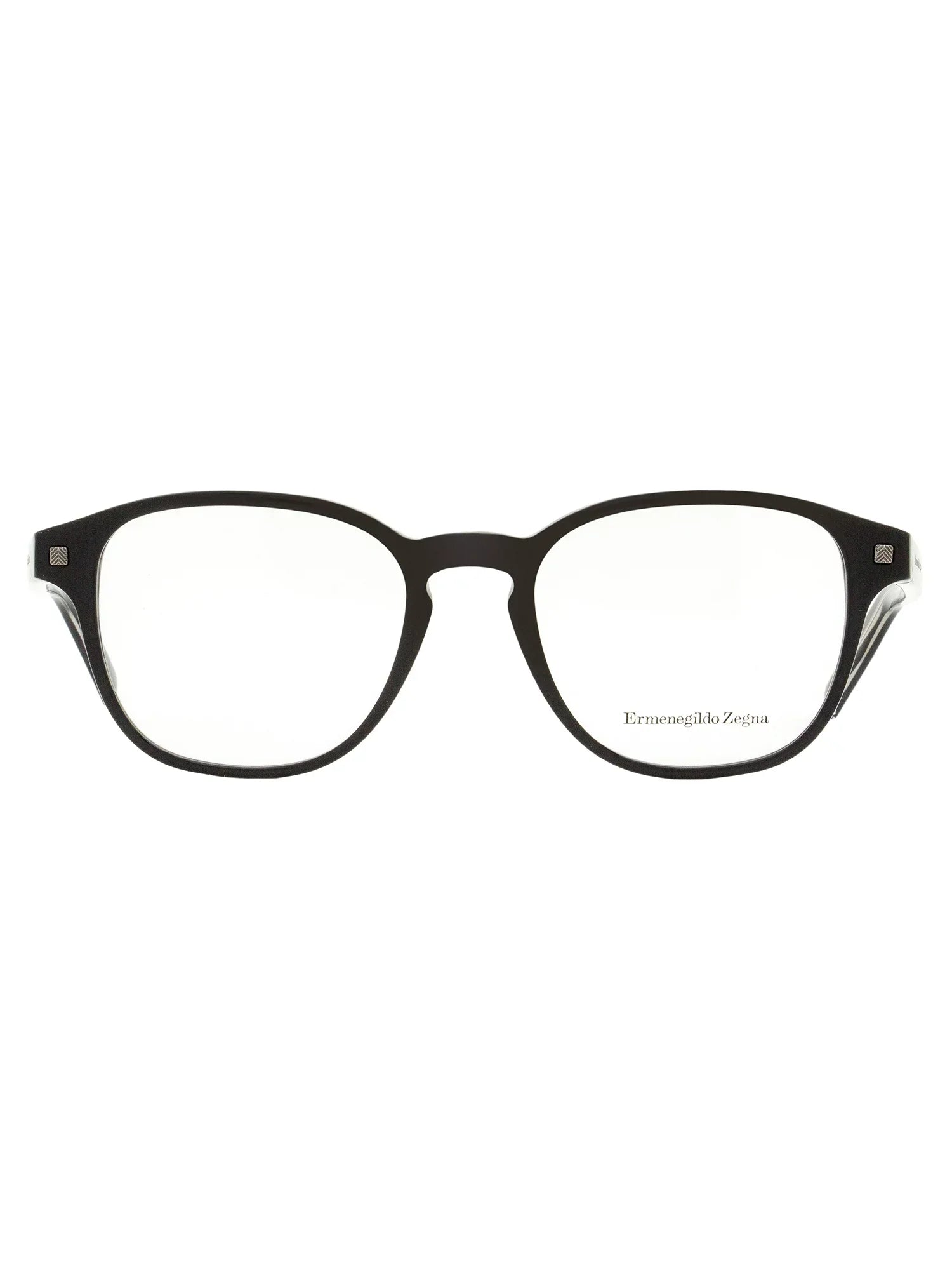 Shiny Crystal Rim and Black/Shiny Round Zegna EZ5169 Full Ermenegildo Eyeglasses Black