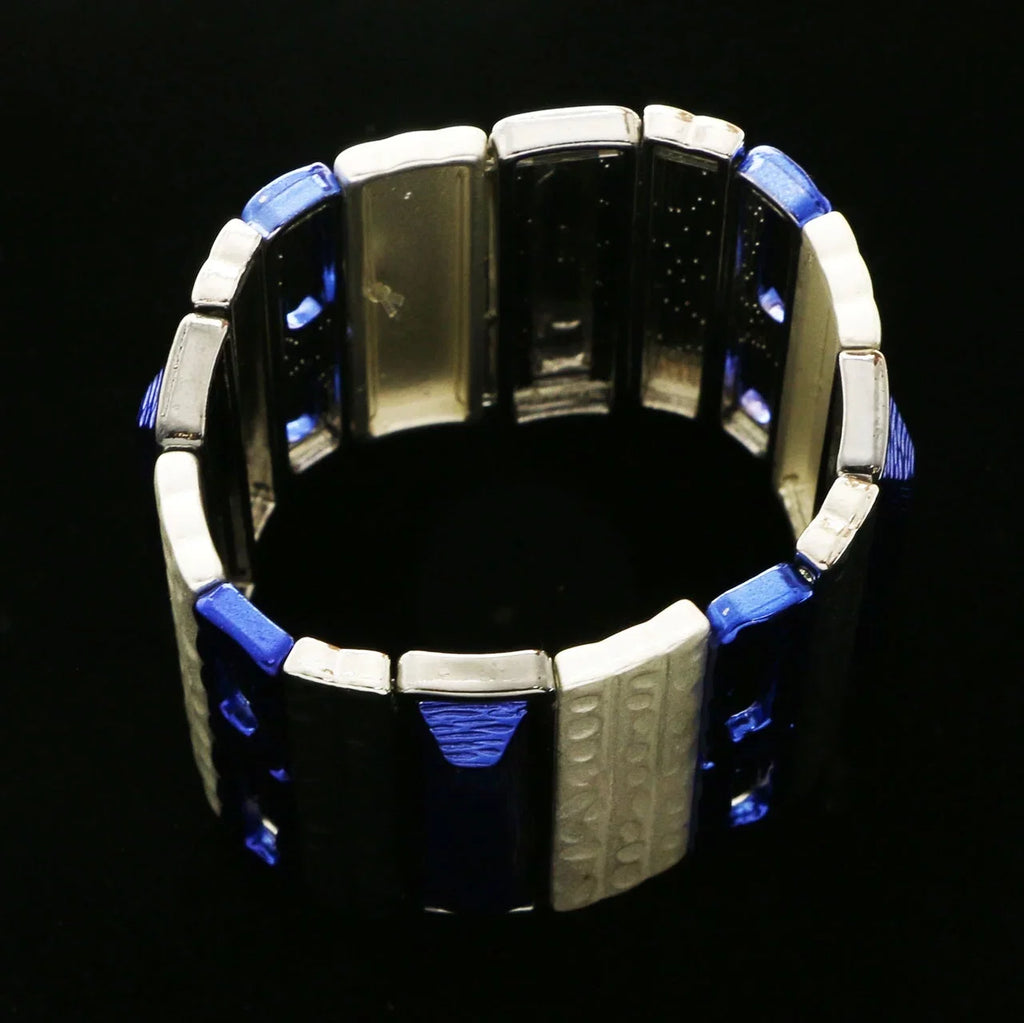 Blue Silver-Tone Erica Designer Stretch-Bracelet Lyons &