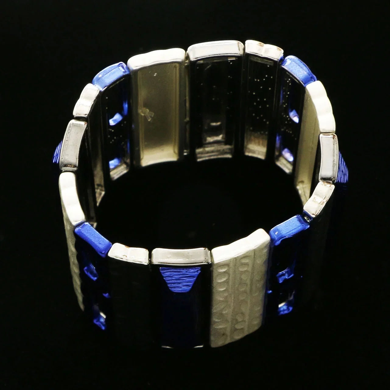 Blue Silver-Tone Erica Designer Stretch-Bracelet Lyons &