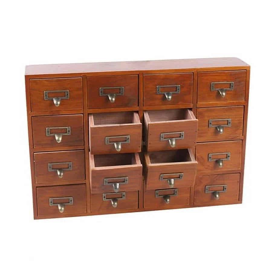 Wood Organizer Apothecary Desk Drawer Box Cabinet Drawers Retro Storage 16